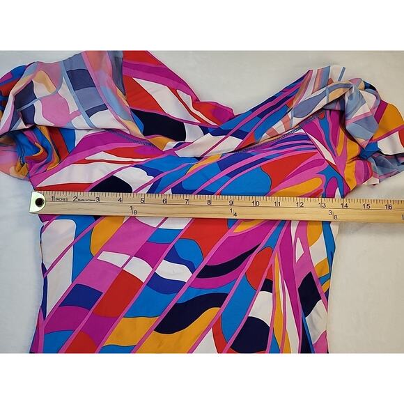 Trina Turk Rio Ruffle Off Shoulder One Piece Swimsuit Size 10 Resort - Picture 6 of 9